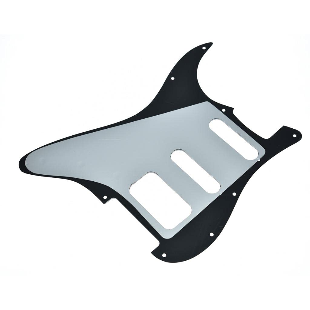 Dopro 11-Hole Strat HSS Guitar Pickguard 2-Screw Humbucking Pickup Mount for American FD Stratocaster Black Pearl